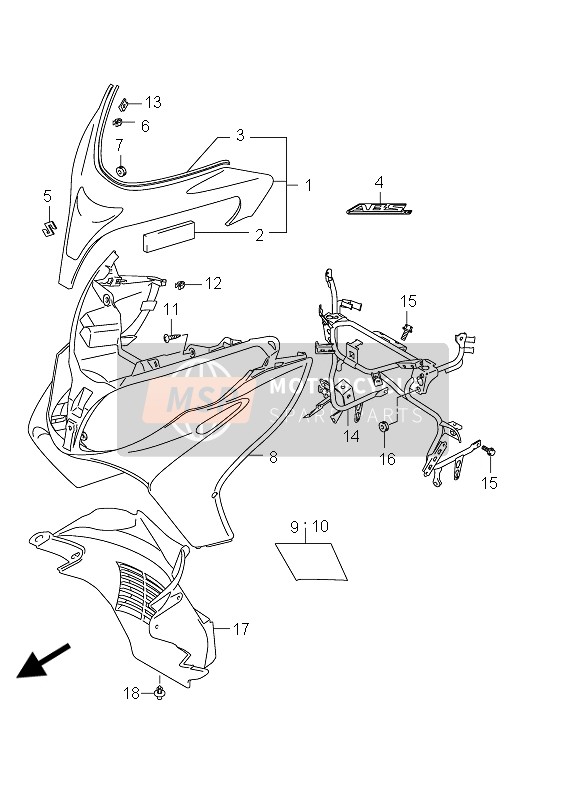 4815005H40, Brace, Leg Shield, Suzuki, 2